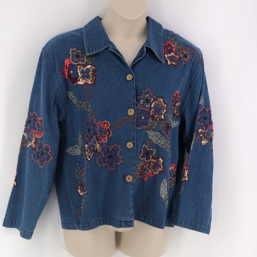 Trantrums Embellished Denim Jacket/Shirt XL